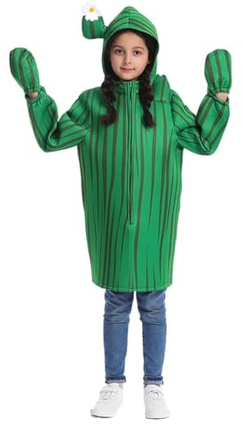 Kreeqe Leuchtender Kaktus-Overall, Bühnenqualität, Kostüm, Kinder, Feiertagsparty, kreatives Cosplay-Outfit, Mädchen 3 bis 12 Jahre (grün, M)