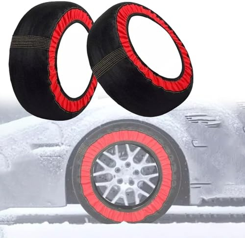HSHBGS Textile Schneeketten, 2er-Set Anti-Rutsch Auto Schneekette, Rutschfeste Winter-Reifenketten aus TPU für Transporter, Lkw, SUV und Pkw, Verschleißfest(255/50R19)