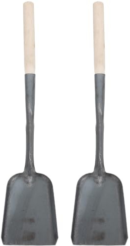 Eisen Ascheschaufel 2 Stück mit Langem Holzgriff für Zuhause | Leichtes Schaufeln für Kohle und Asche, Angenehmer Griff, Geeignet für Kaminofen und Grillbereich Zufälliger Stil
