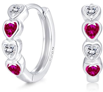 Deyanse 925 Sterling Silver Hoop Earrings Women, Silver Huggie Earrings | Sleeper Hoops Heart Earring for Girls, Kids Small Hoops with Zirconia, Lightweight Ladies Hinged Earring, Hypoallergenic