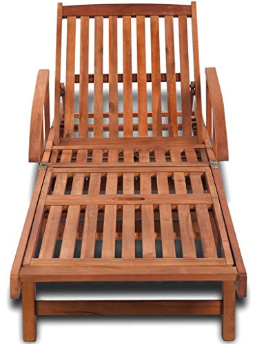 WHOPBXGAD Lettino Prendisole in Legno Massello di Acacia per Giardino Piscina Spiaggia, Sdraio Regolabile con Cuscino Morbido, 270 kg Capacità, Seduta a Dondolo per Esterno Relax, Marrone Naturale