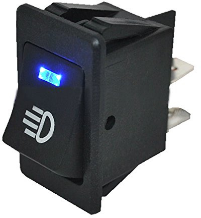 1 x 12 V 35 A 4-poliger Nebelscheinwerfer-Wippschalter, blaue LED
