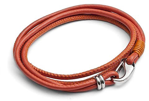 Tribal Steel Women's Orange Super Soft 4-Stranded Bracelet - Ladies 19cm Leather Bracelet with Stainless Steel Shrimp Clasp