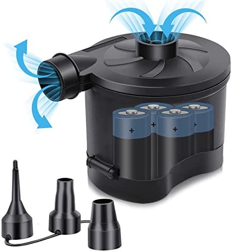 OBEST Elektrische Luftpumpe, Tragbare Luftpumpe Elektrisch Schnelle Inflate Deflate, Akku Luftpumpe mit 3 Luftdüse, Luftpumpe Luftmatratze für Aufblasbare Matratze, Bett, Boot, Pool, Schwimmring