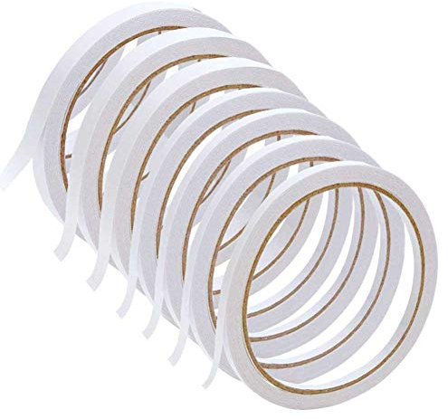 7 Rolls/56m Double-sided Tapes White Sticky Adhesive Craft Tapes Double Sided Adhesive Tape Thin 5mm/8mm/10mm/12mm/15mm/18mm/20mm for Scrapbook, DIY Craft Projects, Card Making Christmas Tapes