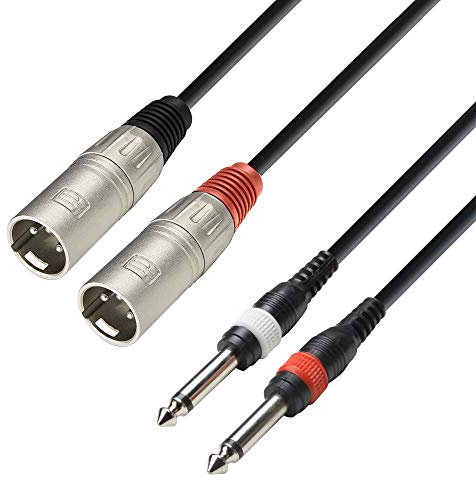 Adam Hall Cables K3 TMP - 2 x XLR-Stecker auf 2 x 6,3 mm Mono-Klinke-Stecker, 6m
