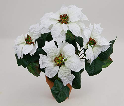 Weihnachtsstern im Topf 36cm weiß PF künstliche Poinsettie Blume Pflanze Kunstblumen Kunstblumen