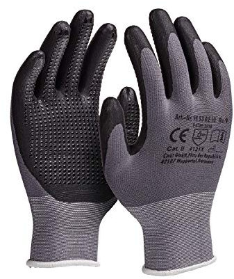 Colorus 12 Paar Profi Arbeitshandschuhe Gr. 8 (M) | Grob genoppte Nitril Handschuhe | Gartenhandschuhe Haushaltshandschuhe | Montagehandschuhe Nitril-Handschuhe | Handschuhe Baustelle, Arbeit