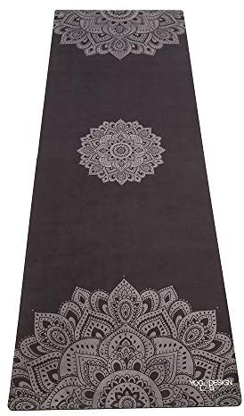 Yoga Design Lab Combo Yogamatte | rutschfest, Matte/Handtuch, Guter Halt bei viel Schweiß, Naturkautschuk | mit Tragegurt (Mandala Black, 3.5mm)