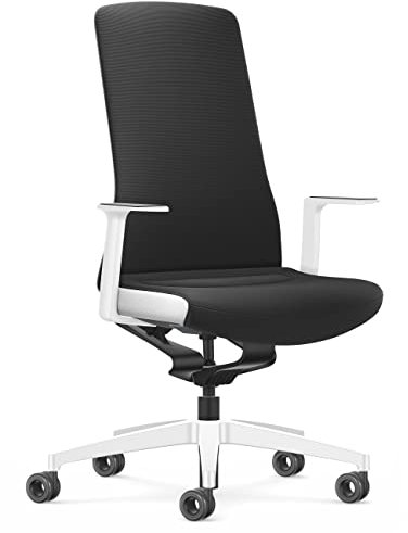 Interstuhl Pure Fashion Edition – Der Bürostuhl der Sich an Gewicht und Bewegung anpasst – ausgestattet mit der nachgewiesen ergonomischen Smart-Spring Technologie (1D-Armlehnen, Black | White)