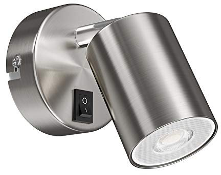 ledscom.de Wandspot WAIKA, einflammig, mit Schalter, GU10, chrom matt, inkl. GU10 LED Lampe (weiß, 5,558W, 535lm, 30°)