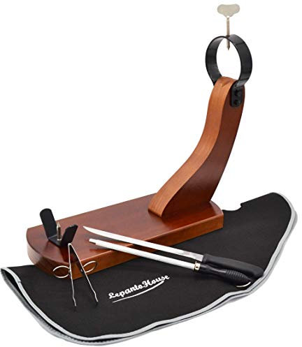 FERRETERIA LEPANTO JAMONERO HUELVA COLOR NOGAL MAS REGALOS DE CUCHILLO CHAIRA PINZA Y CUBRE JAMON NEGRO LepantoHouse