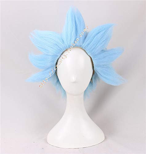 Rick Sanchez Cosplay Blaue kurze Perücken Rollenspiel Synthetisches Haar + Perückenkappe