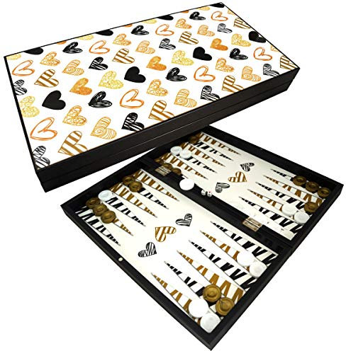 PrimoLiving Deluxe Holz Backgammon Spielset Valentine XXL – 48 x 48,7 cm