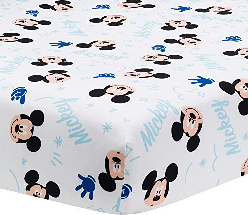 Lambs & Ivy Disney Baby Forever Mickey Mouse White Fitted Crib Sheet