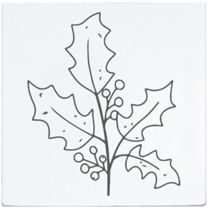 May and Berry Holzstempel - Stechpalmenzweig, 45x45mm, Weiß
