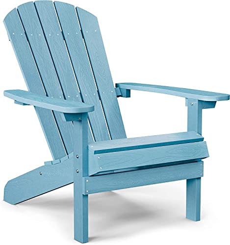 YEFU Adirondack Stuhl Kunststoff wetterbeständig, Terrassenstühle 5 Stufen einfache Installation, sieht genau aus wie echtes Holz, weit verbreitet in Outdoor, Garten, Lagerfeuerstühle (blau)