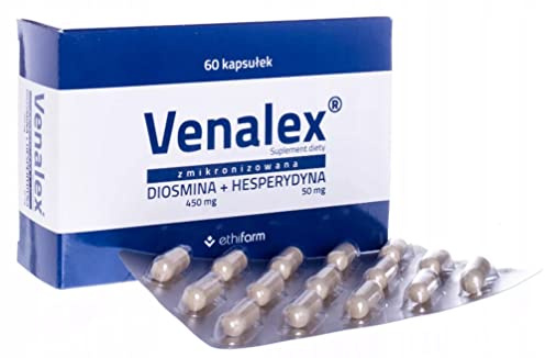 VENALEX® | Diosmin 450 mg + Hesperidin 50 mg | 60 Kapseln 30 Tage | Glutenfrei fur Vegan | 90% Diosmin 10% Flavonoide