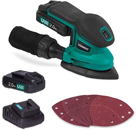 Ponceuse delta multifonction sans fil 20V | 2 Batteries 2.0Ah et chargeur incl.