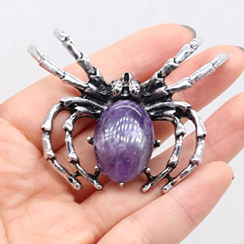 KhuWan Naturstein Spinnenbrosche Lapislazuli Abalone Shell Cabochon Perlenanhänger Damen Herren Schmuckherstellung