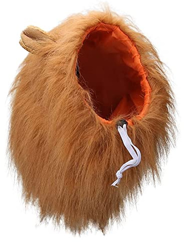Namvo Dog Lion Mane Wig with Ears, Adjustable Lion Hair Pet Dog Costume Clothes Dress Halloween Christmas Party Decor for Medium to Large Sized Dogs Light Brown