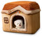 ALLSOPETS Warmes Katzenhaus & Hundehöhle für Innen, Faltbares Weiches Haustierhaus mit Rutschfestem Boden für Kleine Hunde und Katzen (Braun, M)