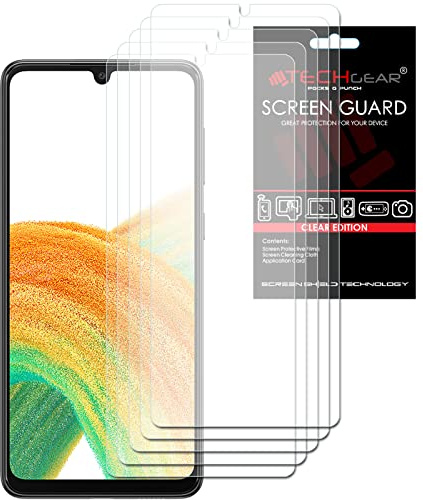 TECHGEAR [5 Pack] Screen Protectors Compatible with Samsung Galaxy A34 5G, CLEAR LCD Screen Protectors Cover Guards