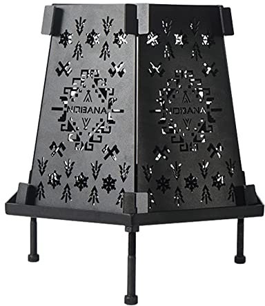 Cuisinière d'extérieur à bois - Poêle à bois pliable portable en acier au carbone avec sac de transport - Tente de pêche sur glace - Four à barbecue pliable en acier au carbone pour le camping, la