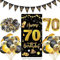 GoldRock 32 Stück 70 Geburtstag Deko Schwarz Gold Set, 70 Geburtstag Männer,Deko 70 Geburtstag Frauen,Luftballons 70. Geburtstag,Folienballons 70 Jahre,70er Geburtstag Mann Banner,Konfetti,Wimpelkette