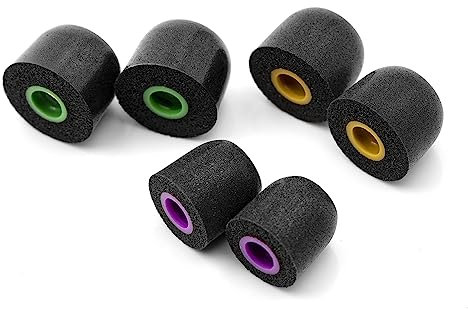 Linsoul Tripowin Spiralrillen-Gedächtnis-Schaumstoff-Ohrstöpsel Geeignet für 4,5-6,5 mm Ohrhörer, Kopfhörer Zubehör(M, 2 Paar)