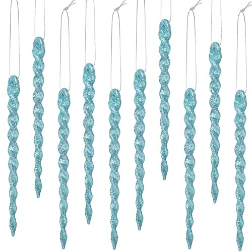 Boao 30 Stück Kunststoff-Eiszapfen gedrehter Kunststoff-Eiszapfen Weihnachtsschmuck Eiszapfen Dekoration Weihnachtsbaum und Urlaub Xmas Party Hochzeit hängend (hellblau, 20 cm)