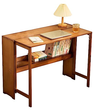 Scrivania Pieghevole, Scrivania Per Computer In Legno Massello Con Libreria, Piccola Scrivania Per Laptop Per Lavoratori, Studenti, Per Camera Da Letto, Sala Studio(80/100*55(Size:100*55*76CM,Color:B)