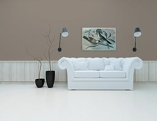 A.S. Création Leinwandbild Vögel im Vintage-Stil - Kunstdruck grün blau - 90x60 cm Querformat - Moderne Wanddekoration Schlafzimmer Wohnzimmer Küche - Bild auf Keilrahmen