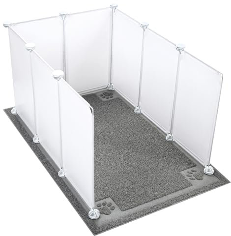 Essenhome Cat Litter Box Enclosure Splash Guard Extra Large 29.8L × 20.3W x 16.5H inch with Cat Litter Mat Easy Clean,NOT Included in Stainless Steel Litter Box and Metal Litter Scoop (White)