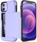 JETech Wallet Case for iPhone 12/12 Pro 6.1-Inch with Card Holder, Dual Layer Shockproof Protective Phone Cover, Sliding Hidden Slot (Purple)