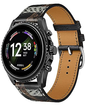 Cuir Bracelets de Remplacement pour Fossil GEN 6 44mm/Gen 5E 44mm/GEN 5 Carlyle julianna, Bracelet de Cuir Véritable Remplacement Compatible avec Fossil GEN 6 44mm/Gen 5E 44mm (14)