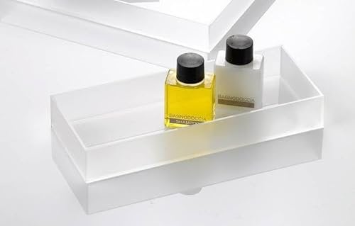 Vassoio Satinato Plex. cm. 20x8x3 colore trasparente satinato rettangolare 1 pezzo contenitore ed espositore per interno bagni HO.RE.CA adatto hotel BeB casa