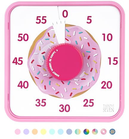 Compte à rebours de 19,1 cm ; minuterie visuelle de 60 minutes et 1 heure – Outil pédagogique en salle de classe, réunion de bureau, horloge de compte à rebours mécanique pour enfants, gestion du