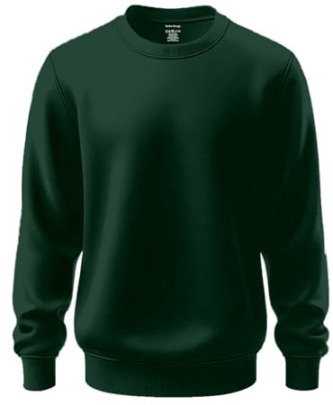 Mellor Design Mens Womens Sweatshirts Pullover Thermal Plain Top Workwear Casual Crewneck Jumper Sweater Sports Leisure Fleece Bottle Green