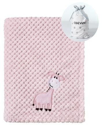 CREVENT 75cmX100cm Nette gemütliche Flauschige warme Babydecke für Mädchen Kleinkinder Bettwäsche Krippe Kinderbett Kinderwagen, Baby Dusche Geburtstag Neugeborenes Geschenk Rosa-Baby Giraffe