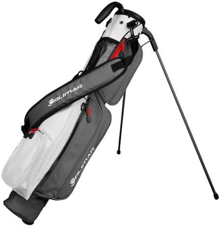 Orlimar Pitch 'N Putt Elite Sunday Golftasche aus Kunstleder mit Ständer für Damen und Herren, Grau/Weiß, klein, leicht, Par 3, Driving Range Golftasche für EIN Paar Schläger Tragegriff,