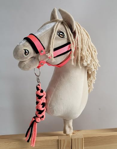Strick für Hobby Horse mit Kordel - Neon pink/schwarz
