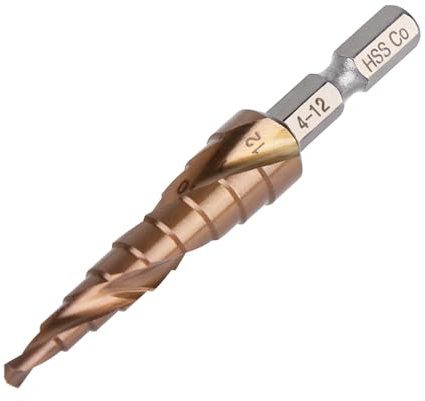 Vearter 4-12mm Stufenbohrer Metall, 9 Stufen Kegelbohrer Metallbohrer, HSS M35 Kobalt Lochbohrer, Spiralnut Sechskantschaft Bohrer für Edelstahl, Aluminiumblech, Eisen, Kunststoff, PVC, Holz
