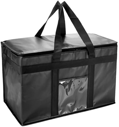 Yalin XXL große isolierte Kühltasche, Styropor-Kühler, hält Lebensmittel heiß oder kalt, wiederverwendbare Doppelreißverschluss-Lebensmittel-Liefertasche für Lebensmitteleinkäufe, 50,8 cm B x 33 cm H