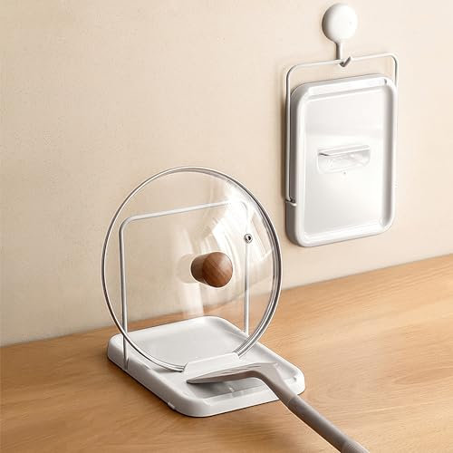 PAVSTINE Organizador Tapas Ollas Plegable, Soporte Tapas Ollas, Adecuado Para Tapas de 16-34 cm, Duradero Soporte Utensilios Cocina, Fácil de Limpiar Soporte Sartenes, Organizador Sartenes