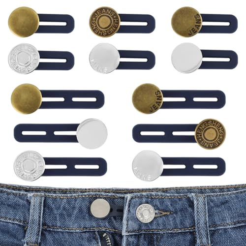 GEEHUA 12 Stück Hosenbunderweiterungen, Taillen Hose Knopfverlängerungen Jeans Knopfverlängerungen Hemdkragenverlängerungen Hosen Taillenverlängerungsröcke für Männer Frauen
