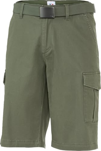 Tom Ramsey Kurze Hose Herren, Cargo Shorts Herren inkl. Gürtel, robuste Herren-Shorts aus Baumwolle mit 6 Taschen, Bermuda Shorts in Regular Fit, Olivgrün, Gr. 60