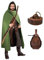 FSUJWOA Cape médiévale Renaissance Kapuzenumhang avec sac banane et ceinture pour homme Vert