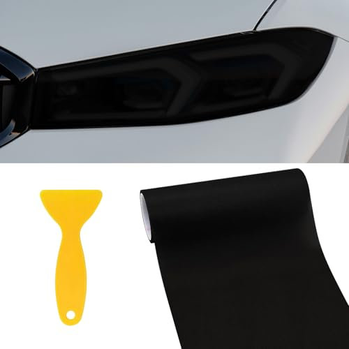 GizuInseti Tönungsfolie Auto Scheinwerfer Rückleuchten Folie 30 * 120Cm, Lampenfolie Folie Für Scheinwerfer Ückleuchten, Schutzfolie Sticker Auto Passgenau Selbstklebende (Mattes Tiefschwarz)