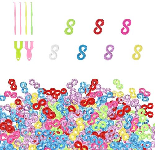 Yoolly 240Pcs S Clips Rubber Band Clips, Loom Bands S Clips Connectors Refills Kit Loom Band Hooks for Craft Making DIY Bracelet Connector Weaving Necklace Jewelry Accessories